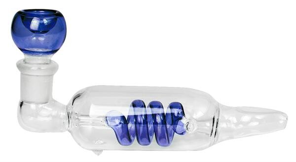 Glas Handpfeife 130mm "Spiral" blau
